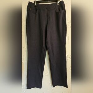 Susan Graver Ponte Pull On Pants Straight Leg 14 Navy